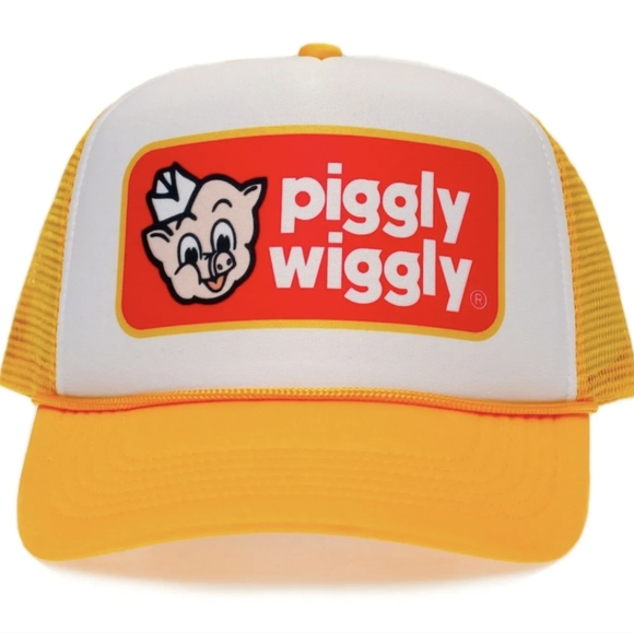 Piggly Wiggly Truckers Hat Foam Mesh Cap Grocery Store Pig Supermarket Multi 70s - Picture 4 of 4